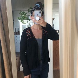 Black floral cardigan